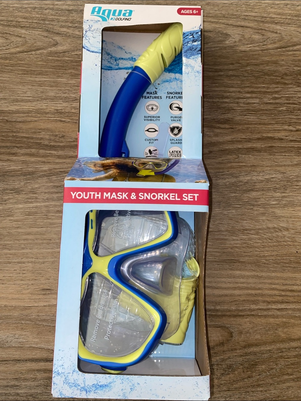 Aqua by Dolfin Youth Mask & Snorkel Set - Blue & Yellow